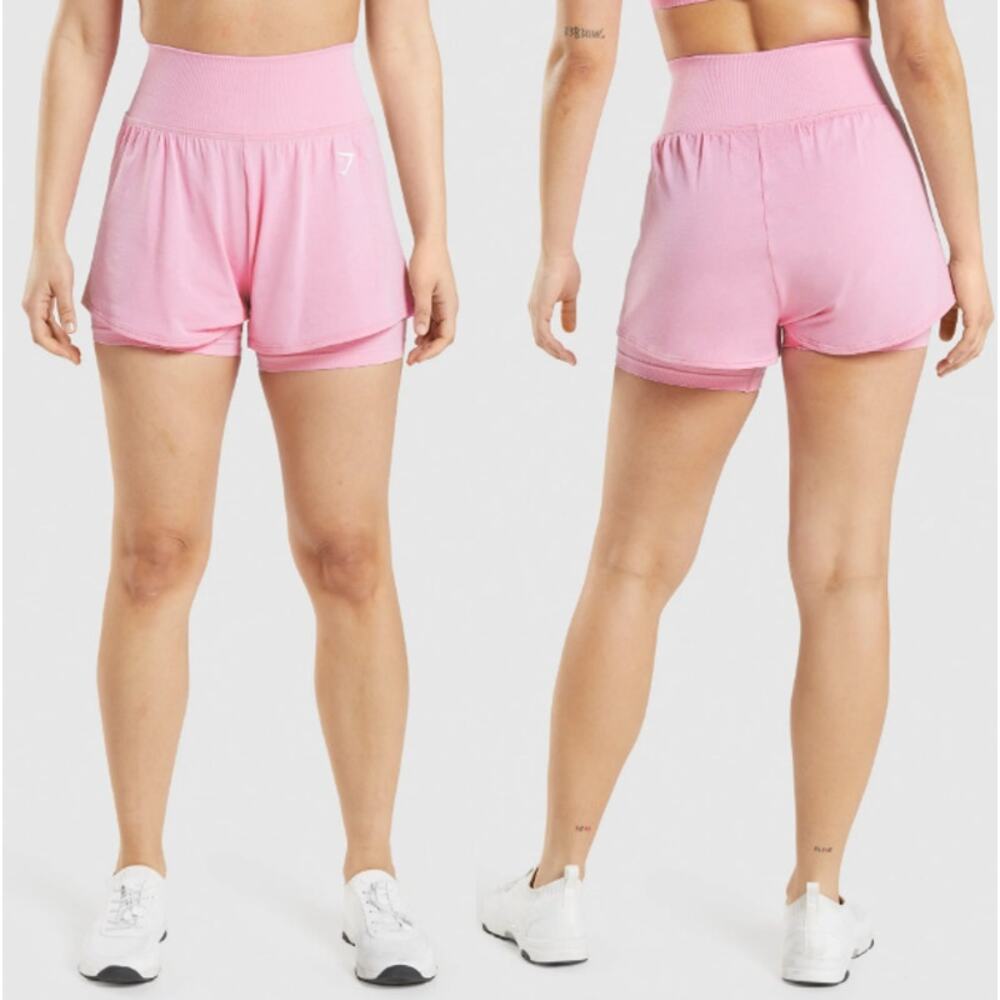 Gymshark Vital Seamless 2-in-1 Athletic Shorts Sorbet Pink Marl Women's Small